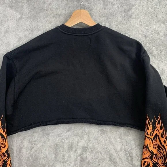 Darc Sport Sweater Womens XS She Wolves Club Crop Top Crewneck Flames Numbered - Picture 9 of 9